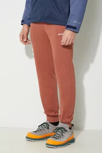 Spodnie męskie - Columbia spodnie dresowe kolor czerwony gładkie - grafika 1