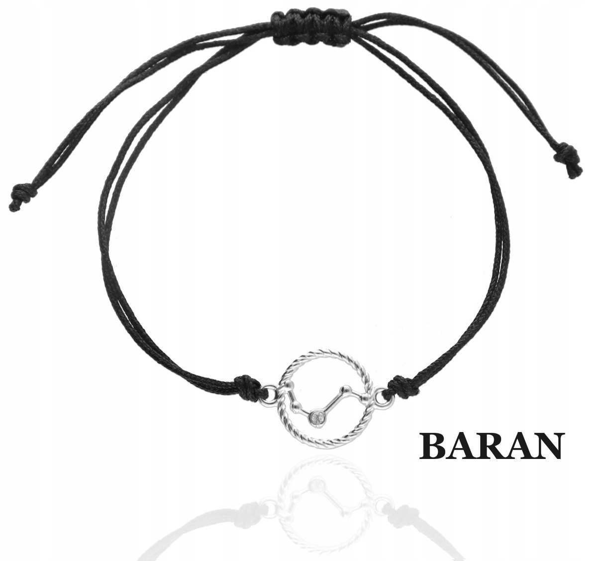 SREBRNA bransoletka sznurkowa BARAN znak zodiaku srebro925 kolory