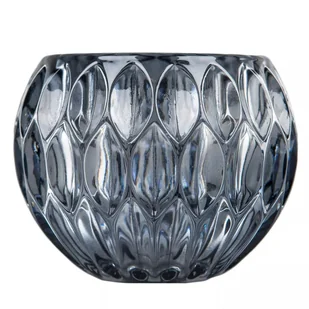 ŚWIECZNIK tealight błękitny KRYSTALICZNE SZKŁO na stół półkę śr. 12cm - Świeczniki - miniaturka - grafika 1