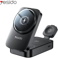 Ładowarki do telefonów - Yesido ładowarka indukcyjna DS27 15W Stand 3w1 do Apple Watch, BLACK / CZARNY - miniaturka - grafika 1
