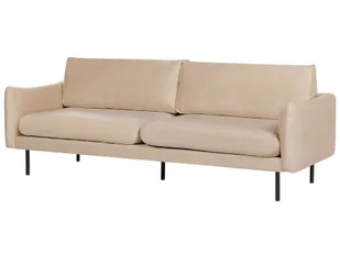 Sofa 3-osobowa welurowa beżowa VINTERBRO - Sofy i kanapy - miniaturka - grafika 4