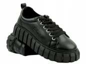 Sneakersy damskie - Sneakersy Adidasy Damskie Big Star MM274617 Czarne Skóra Ekologiczna - miniaturka - grafika 1