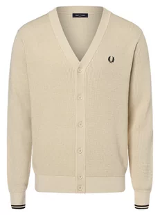 Fred Perry - Kardigan męski, beżowy - Swetry męskie - miniaturka - grafika 1