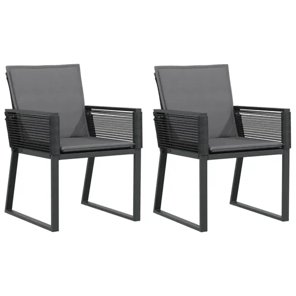Czarne krzesła ogrodowe z poduszkami 53 x 59 x 79 cm, rattan PE