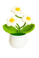 Zabawki kreatywne - Szydełkowe stokrotki w doniczce dekoracja kwiaty kwiatki rękodzieło prezent białe - miniaturka - grafika 1