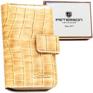 Portfele - Portfel damski średniej wielkości PETERSON pionowy na zatrzask i suwak elegancki rozbudowany na karty beżowy - miniaturka - grafika 1