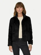 Płaszcze damskie - ONLY Futro Newvida 15295423 Czarny Regular Fit - miniaturka - grafika 1