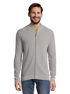 TOM TAILOR Męskie Kardigan z zamkiem błyskawicznym 1032015, 12035 - Grey Heather Melange, L - Swetry męskie - miniaturka - grafika 1