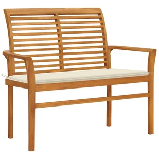 vidaXL Ławka ogrodowa z kremową poduszką, 112 cm, lite drewno tekowe 3062651 - Ławki ogrodowe - miniaturka - grafika 1