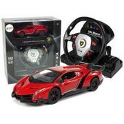 Zabawki zdalnie sterowane - Import leantoys LEANToys Auto Zdalnie Sterowane Lamborghini Veneno Czerwony 2,4 G Pilot Kierownica Dźwięk Światła 1:24 9742 - miniaturka - grafika 1