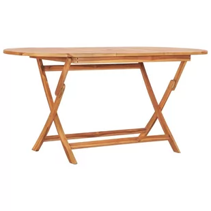 vidaXL Składany stół ogrodowy, 160x80x75 cm, lite drewno tekowe - Stoły ogrodowe - miniaturka - grafika 1