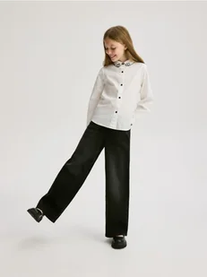 Reserved - Elastyczne jeansy wide leg - czarny - Spodnie i spodenki dla dziewczynek - miniaturka - grafika 1