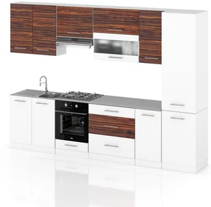 Meble Kuchenne Nowoczesne Zestaw Kuchenny Borys 3.2m Biały Mat Dąb Heban - Meble kuchenne - miniaturka - grafika 1