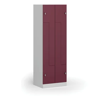 Szafka ubraniowa Z, 4 szafki, 1850 x 600 x 500 mm, zamek obrotowy, drzwi czerwone - Szafki biurowe - miniaturka - grafika 1