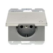 Gniazdka elektryczne - Hager Polo K.5 Gniazdo SCHUKO z pokrywą z podwyższoną ochroną styków stal szlachetna 47517104 47517104 - miniaturka - grafika 1