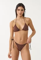 Stroje kąpielowe - Stradivarius Brazylijskie figi od bikini w panterkę Brązowy XL - miniaturka - grafika 1