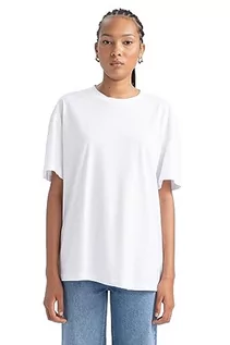 Koszulki i topy damskie - DeFacto Damska koszulka – klasyczna koszulka oversize dla kobiet – wygodna koszulka dla kobiet, biały, S - grafika 1