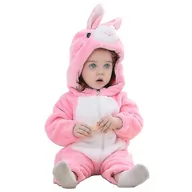 Stroje karnawałowe - Mssugar Baby Winter Animal Costume Flanelowy kombinezon z kapturem Zamek błyskawiczny Romper Cosplay Outfits Królik 100cm - miniaturka - grafika 1