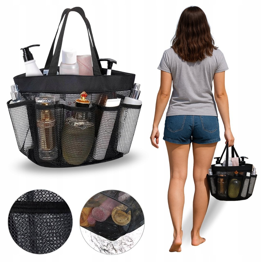 TORBA PLAŻOWA Z SIATKI - WIELE KIIESZENI - ODPORNA NA PIASEK TORBY PLAŻOWE