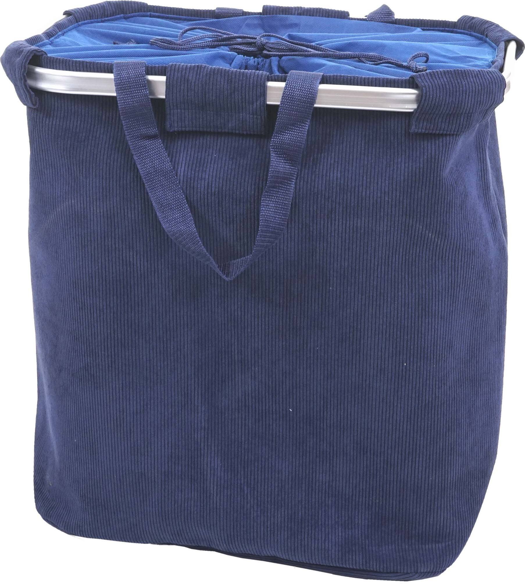 Kosz na pranie HWC-C34, kosz na pranie Kosz na pranie ze sznurkiem, 2 komory Uchwyt 54x52x32cm 89l ~ sznurek niebieski