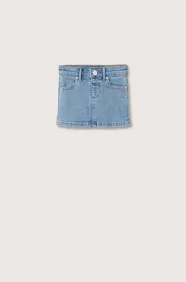 Spódnice - Mango Kids spódnica jeansowa dziecięca Monic kolor fioletowy mini prosta - grafika 1