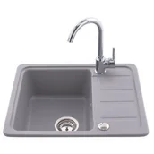 Zlewozmywaki z baterią - Zlewozmywak 1-komorowy LEMON 57 x 45 grafitowy z baterią - miniaturka - grafika 1