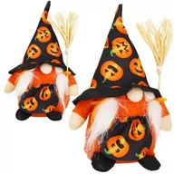 Ozdoby bożonarodzeniowe - Krasnal 20 cm ozdoba na Halloween skrzat świąteczny pomarańczowo-czarny - miniaturka - grafika 1
