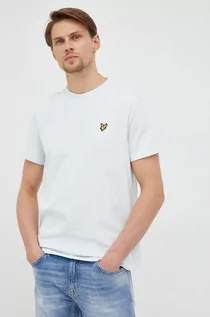 Koszulki męskie - Lyle & Scott t-shirt bawełniany kolor turkusowy gładki - grafika 1