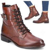 Półbuty damskie - Botki Damskie Skórzane za kostkę Jesienne ocieplane Remonte Brązowe Botki Damskie 39 Skórzane za kostkę Jesienne ocieplane Remonte Brązowe - miniaturka - grafika 1