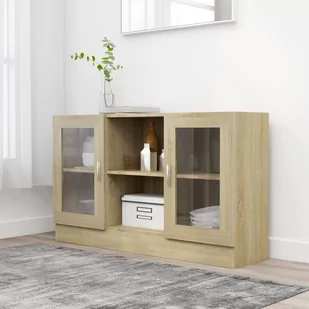 vidaXL Witryna, dąb sonoma, 120 x 30,5 x 70 cm, płyta wiórowa 802789 - Szafki do salonu - miniaturka - grafika 1