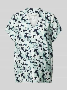 T-shirt ze wzorem na całej powierzchni i dekoltem w serek - Koszulki i topy damskie - miniaturka - grafika 1