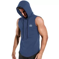 Koszulki męskie - MEETWEE Męski tank top, koszulka sportowa z kapturem, bez rękawów, na siłownię, do biegania, treningu, jasnoniebieski, XL - miniaturka - grafika 1