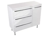 Szafki łazienkowe - Szafka Stojąca Z Blatem ATH 90 cm D Lewa - Biały Wysoki Połysk - Uchwyty Chromowane - miniaturka - grafika 1