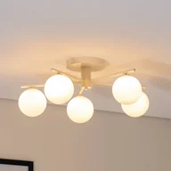 Lampy sufitowe - Lampa sufitowa Prato Jupiter, możliwość ściemniania, kremowy / amber, salon / jadalnia, metal, nowoczesny - miniaturka - grafika 1