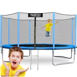 Neo-sport Trampolina ogrodowa 12ft/374cm z siatką zewnętrzną i drabinką - Trampoliny - miniaturka - grafika 1