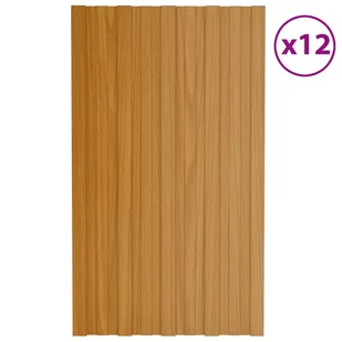 shumee Panele dachowe 12 szt. stal kolor jasnego drewna 80x45 cm - Pokrycia dachowe - miniaturka - grafika 1