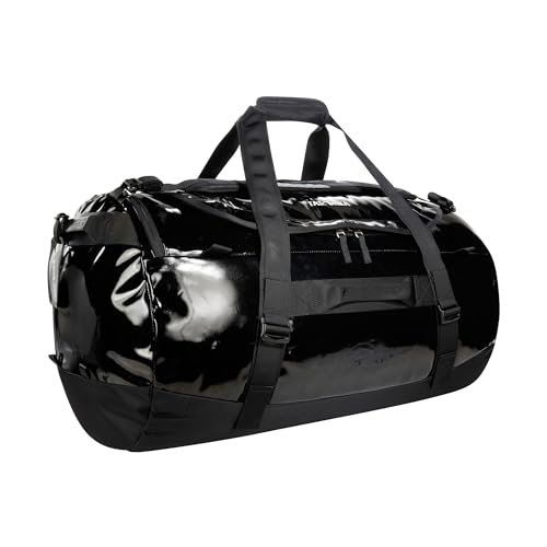 Tatonka Barrel 85 l - wodoodporna torba podróżna z funkcją plecaka, dużym otworem, wyściełanym dnem i zamykanym zamkiem błyskawicznym, czarny, 85 Liter, Wytrzymała torba podróżna z chowanymi paskami