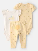 Body dla niemowląt - carter's 3-częściowy zestaw w kolorze żółto-kremowym - miniaturka - grafika 1