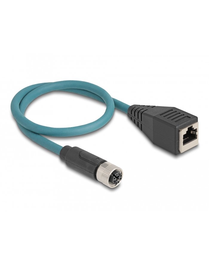 Tragant Przewód adapter IP67 M12 X-coded 8-pin żeński RJ45 Cat.5e 50cm Delock 60070