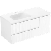 Szafki łazienkowe - Mexen Rivel szafka łazienkowa 100 cm z umywalką Vela lewą, 2S, 1D, ryflowana, biała mat - 91A23-10047-3-BBFFF01-W23L01 - miniaturka - grafika 1