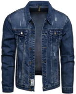 Kurtki męskie - Kurtka męska jeans granatowa Recea - S - miniaturka - grafika 1