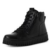 Botki damskie - Tamaris Damskie sztyblety Lace Boot Flat 1-25206-43, czarna skóra, 41 EU - miniaturka - grafika 1