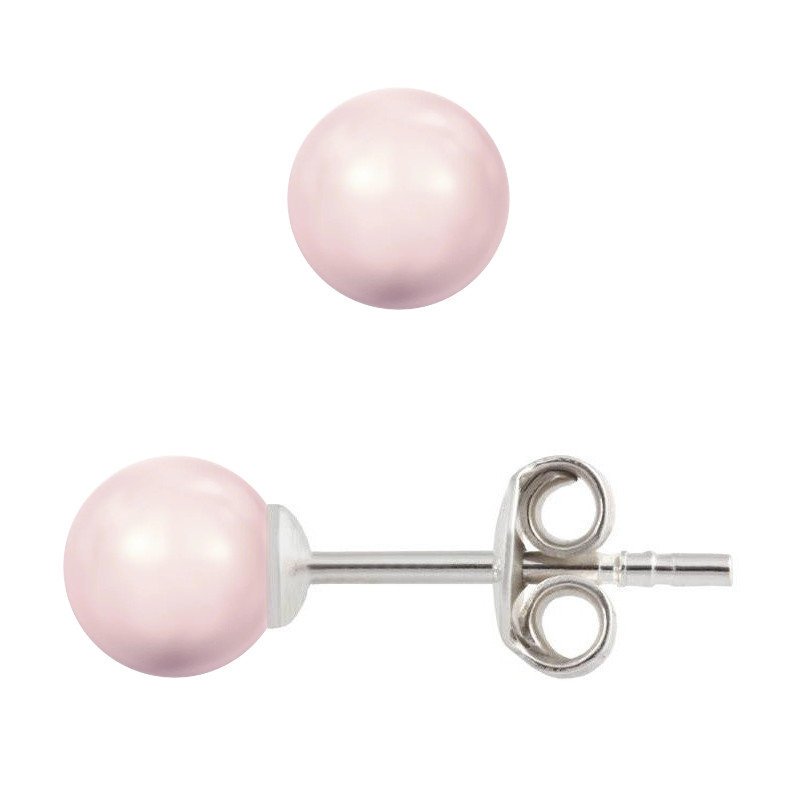 Kolczyki srebrne 925 z perłami Swarovski 6mm Rosaline