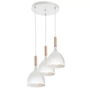 Luminex Noak wood 1195 lampa wisząca zwis 3x60W E27 biały / brązowy - Lampy sufitowe - miniaturka - grafika 1