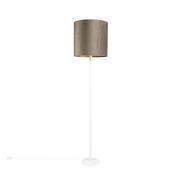 Lampy stojące - QAZQA Nowoczesna lampa podłogowa biała z szarobrązowo-złotym kloszem 40cm - Simplo 98103 - miniaturka - grafika 1