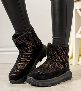 Czarno złote śniegowce damskie Crescent -36 - Botki damskie - miniaturka - grafika 1