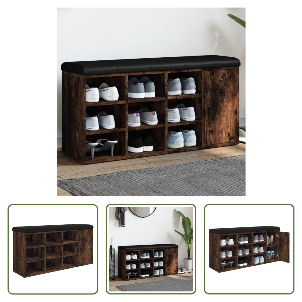 The Living Store Ławka na buty dąb wędzony 102x32x50 cm Materiał drewnopochodny