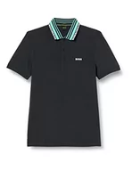 Koszulki męskie - BOSS Paule Slim-Fit męska koszulka polo z mieszanki bawełny z kołnierzem z logo, Dark Blue402, XS - miniaturka - grafika 1