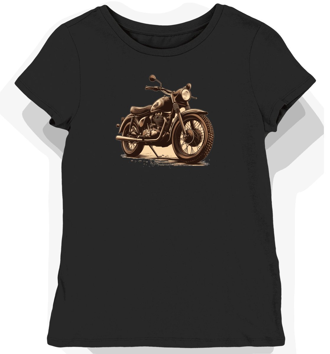 Koszulka damska czarna z Klasycznym Motywem Motocykla S