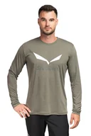 Koszulki męskie - Salewa Koszulka trekkingowa męska Solidlogo Dry LS zielona 48_M - miniaturka - grafika 1
